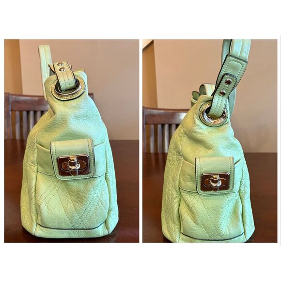 B. MAKOWSKY - Quilted Pebbled Leather Hobo Shoulder Bag in Celery - Like New! - Picture 7 of 16